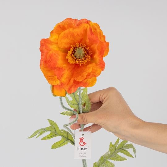 Искусственный мак, оранжевый, 72 см (2019-025)