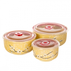 УЦІНКА Набір керамічних контейнерів з вакуумною кришкою "Жовтий" (Дефект лиття,тріщини,плями,дефект фарбування) (00BR-0049JA-A)