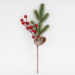 Декоративна гілка "Засніжена шишка", 33 см (9257-019)
