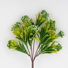 Штучна зелена гілка з суцвіттями, 35 см (9273-005)