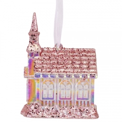 Елочная игрушка "Розовый замок", 10 см (6027-003)