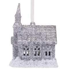 Елочная игрушка "Серебряный замок", 10 см (6027-011)
