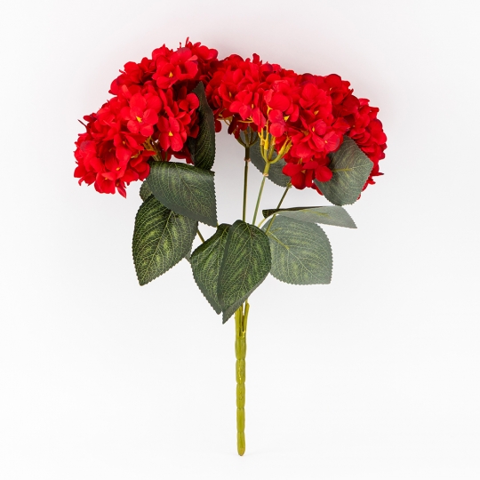 Букет гортензий, 5 бутонов, красный, 44 см (9259-118)