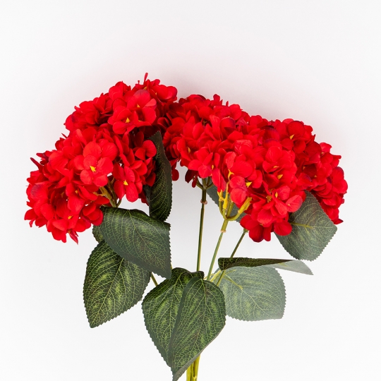 Букет гортензий, 5 бутонов, красный, 44 см (9259-118)