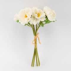 Букет маков, 5 бутонов, белый, 31 см (9259-144)