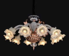 Люстра классическая медного цвета на 8 плафонов из стекла (OU091/8) (OU091/8)