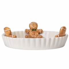 УЦІНКА Блюдо "Різдвяне печиво", 23*6,5 см (Брак фарбування,брак заливки кераміки,тріщина емалі,потертості,чорні краплинки) (00BR-6021-005/1)