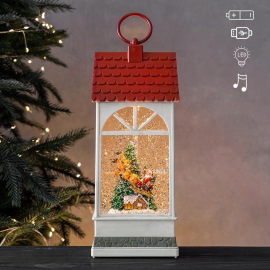 Новорічний ліхтар з підсвіткою та музикою 