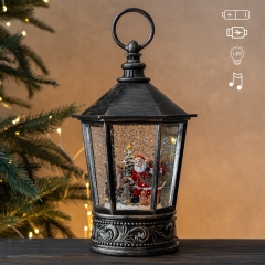 Новорічний ліхтар з підсвіткою та музикою "Різдвяний ліс з Сантою", 26,5 см (9240-011)