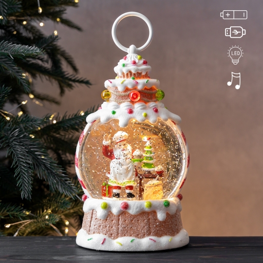 Новорічний ліхтар з підсвіткою та музикою 