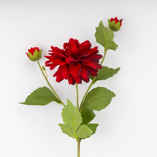 Искусственная георгина с 3 бутонами, красная, 64 см СПАСЕННАЯ ПОЗИЦИЯ (9259-125)