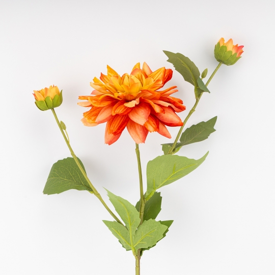 Искусственная георгина с 3 бутонами, оранжевая, 64 см СПАСЕННАЯ ПОЗИЦИЯ (9259-127)