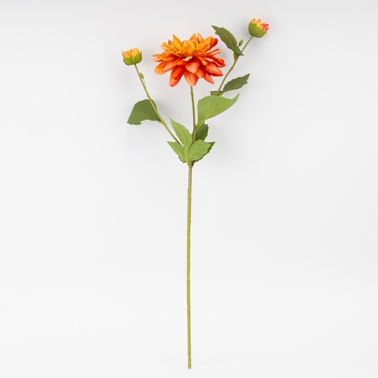Искусственная георгина с 3 бутонами, оранжевая, 64 см СПАСЕННАЯ ПОЗИЦИЯ (9259-127)