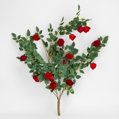 Искусственный куст роз, красный, 88 см (9270-016)