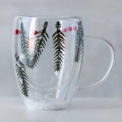 УЦІНКА Склянка з подвійними стінками та ручкою "Хвоя", 300 мл (Дефект заливки скла,плями,подряпини) (00BR-9179-001)