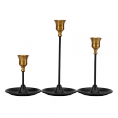 Набір з 3 підсвічників "Шик золотого акценту", золотисто-чорний, 21*16*11 см (9260-011)