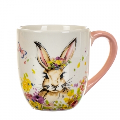 УЦІНКА Чашка Квітковий кролик із рожевою ручкою (550 мл.) (Дефект заливки кераміки,наплив) (00BR-4002-004)