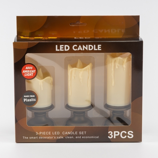 Набір з 3 світлодіодних свічок (LED), айворі, 14 см (9262-004)