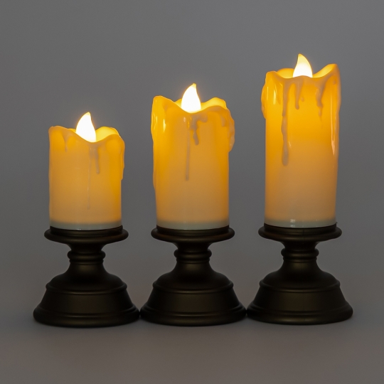 Набір з 3 світлодіодних свічок (LED), айворі, 14 см (9262-004)