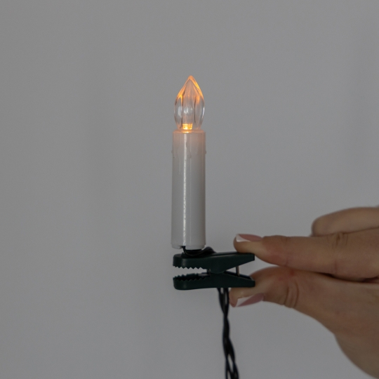 Світлодіодна гірлянда (LED) з 10 свічок з кліпсами на ялинку, 285 см (9262-011)