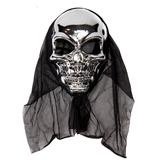УЦІНКА Маска на Хелловін «Череп чорний» (тріщина під тканиною) (8812-007)