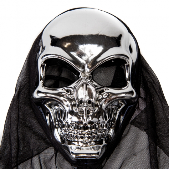 УЦІНКА Маска на Хелловін «Череп чорний» (тріщина під тканиною) (8812-007)