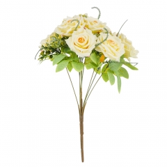 Букет роз, 9 бутонов, кремовый, 40 см (9207-018)