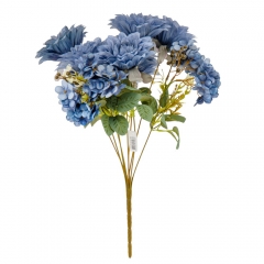 Букет "Цветочный ансамбль" (6 георгин и 3 гортензии), синий, 45 см (9213-003)