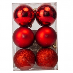 Набор елочных шаров "Праздничная Мозаика" (6см * 12 шт, красный) (6025-012)