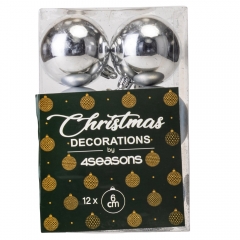 Набор елочных шаров "Праздничная Мозаика" (6см * 12 шт, серебряный) (6025-014)