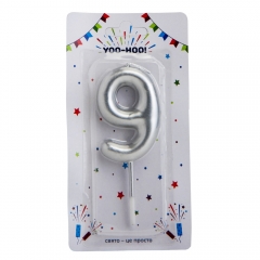 Свічки для торта "0,8,9", срібні, 10 см (9022-016)