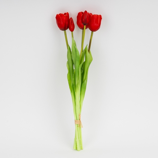 Букет латексних тюльпанів, 5 бутонів, червоний, 45 см (2026-002/red) Букет латексних тюльпанів, 5 бутонів, червоний, 45 см (2026-002/red)