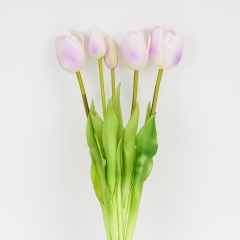 Букет латексних тюльпанів, 5 бутонів, біло-фіолетовий, 45 см (2026-002/violet)