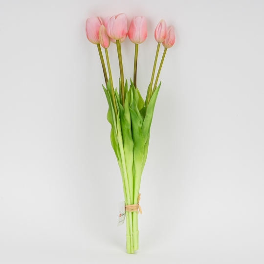 Букет латексних тюльпанів, 7 бутонів, ніжно-рожевий, 48 см (2026-003/pink)