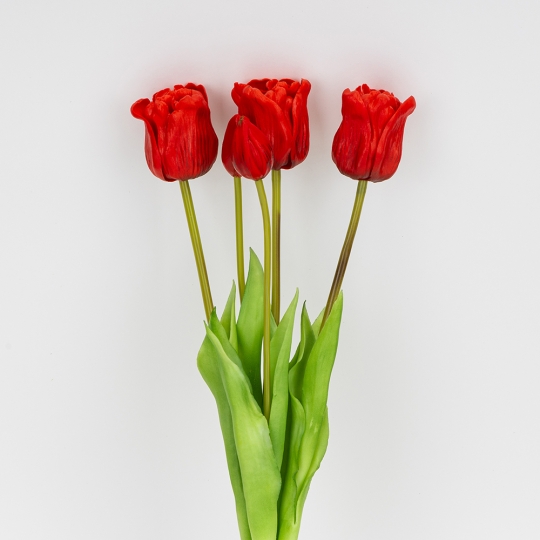 Букет латексних тюльпанів, 5 бутонів, червоний, 49 см (2026-005/red)