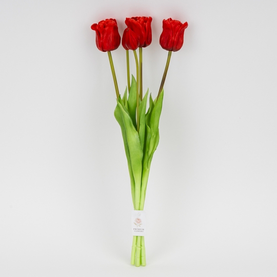 Букет латексних тюльпанів, 5 бутонів, червоний, 49 см (2026-005/red)