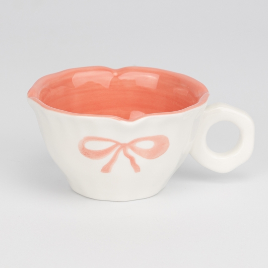 Чашка с блюдцем «Персиковый бантик», 200 мл (9295-013)