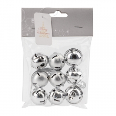 Набір ялинкових іграшок "Срібні дзвіночки" (9 шт), 3 см (6040-015)