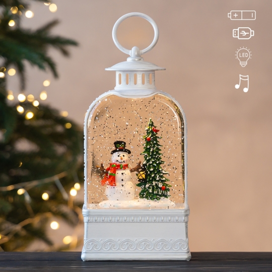 Новогодний фонарь с подсветкой и музыкой 