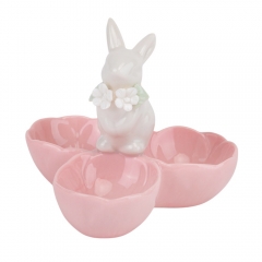 Підставка для 3 яєць "Білий кролик", рожева, 10 см (5009-004)