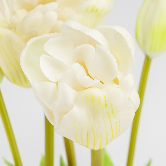 Букет латексных тюльпанов, 5 бутонов, бело-зеленый, 49 см (2026-005/white)