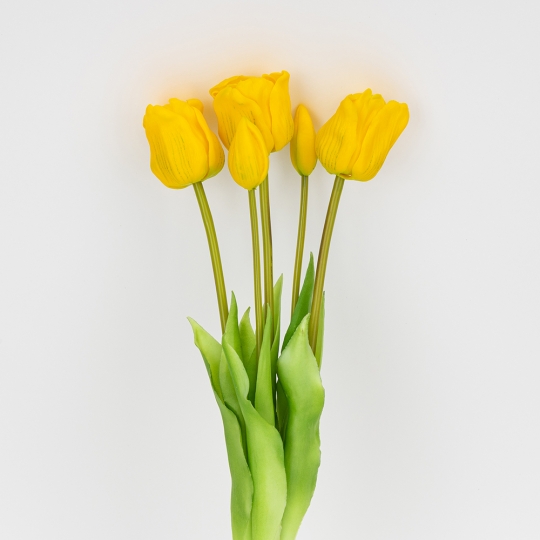 Букет латексних тюльпанів, 5 бутонів, жовтий, 49 см (2026-005/yellow)