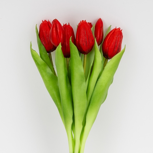 Букет латексных тюльпанов, 7 бутонов, красный, 31 см (2026-006/red)