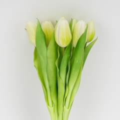 Букет латексних тюльпанів, 7 бутонів, біло-зелений, 31 см (2026-006/white)