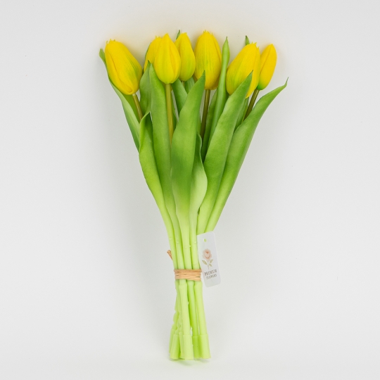 Букет латексных тюльпанов, 7 бутонов, желто-зеленый, 31 см (2026-006/yellow)