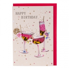 Вітальна листівка з конвертом до Дня Народження "Коктейлі" (3000-003)