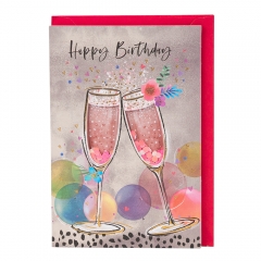 Вітальна листівка з конвертом до Дня Народження "Шампанське" (3000-004)