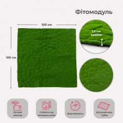 Декоративна панель зі штучного моху, 100*100 см (9224-013)