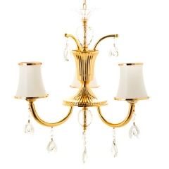Люстра классическая золото с белым абажуром из стекла (3 лампы) (OU013/3/gold) (OU013/3/gold)