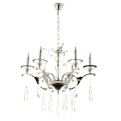 Люстра классическая с прозрачным декором из стекла цвета хром (6 ламп) (OU016/6/chrom) (OU016/6/chrom)